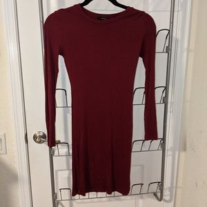Red Ribbed Knit Dress